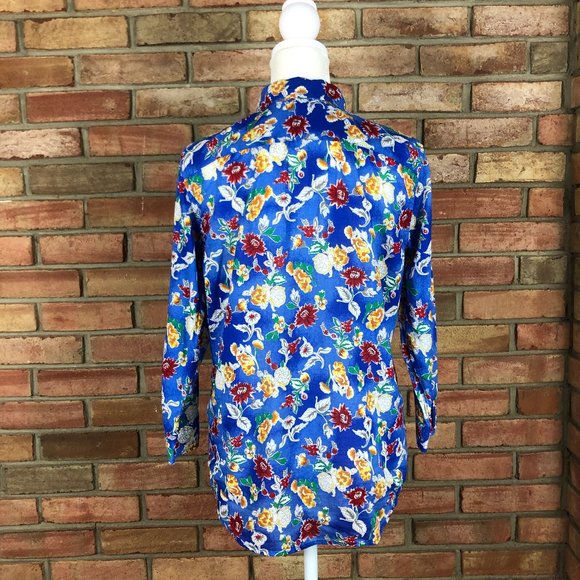 Lauren Ralph Lauren Lovely Blue Floral Print Top - Picture 2 of 6